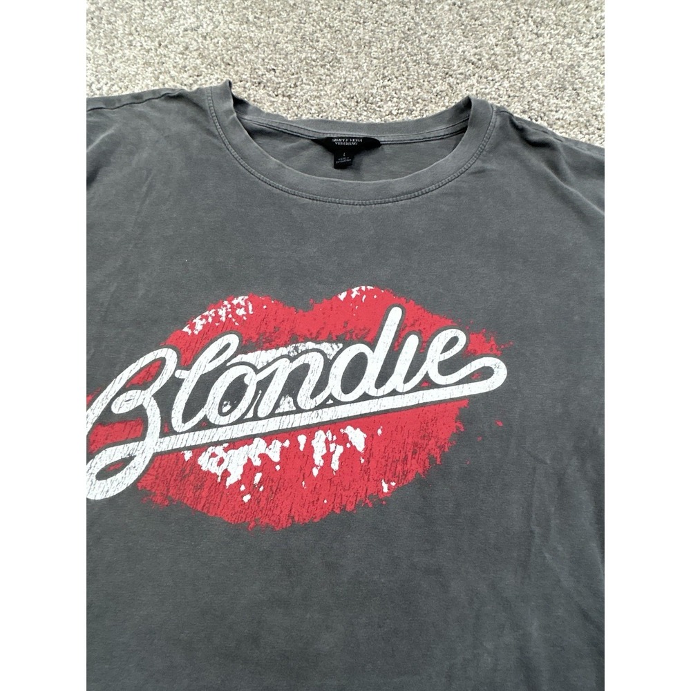 Simply Vera Vera Wang Blondie Band Graphic T-Shirt Charcoal Grey Womens L #0149
